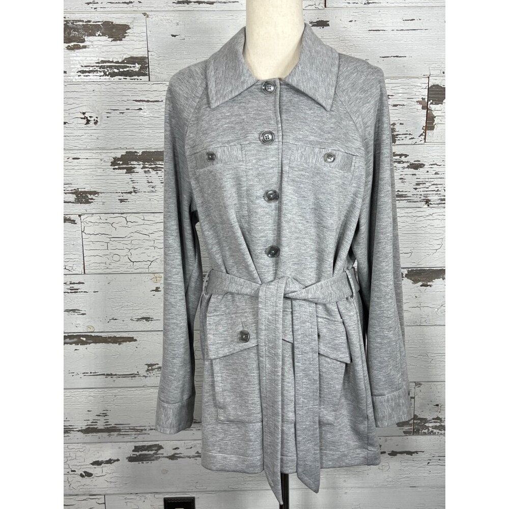 CABI Grab & Go Trench Coat in Heather Gray Sz L #6672 NWOT - Picture 2 of 7